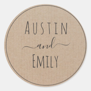 Personalised Rustic Modern Boho Wedding Classic R Round Sticker