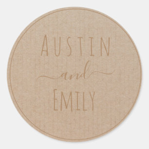 Personalised Rustic Modern Boho Wedding Classic Ro Round Sticker
