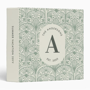 Personalised Sage Green Monogram Elegant Family Binder