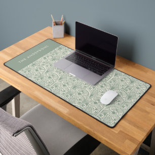 Personalised Sage Green Monogram Elegant Family Desk Mat