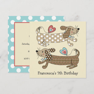 Personalised Sausage Dog Dachshund Birthday Invite