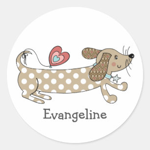 Personalised Sausage Dog Dachshund Classic Round Sticker