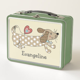Personalised Sausage Dog Dachshund Metal Lunch Box