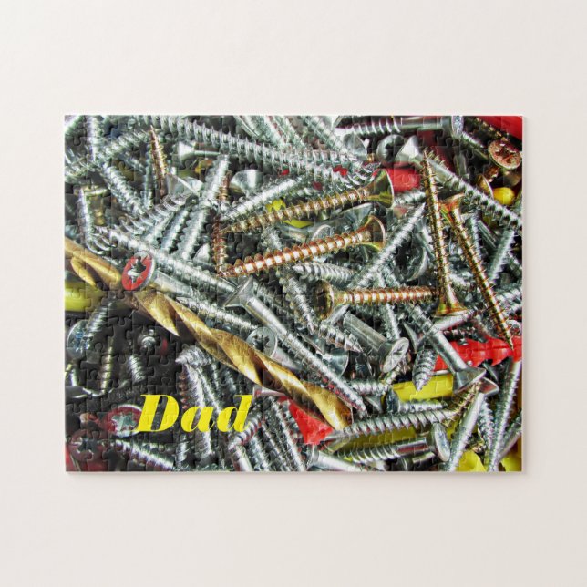 Personalised screws on a work bench jigsaw puzzle (Horizontal)