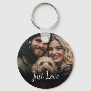 Personalised Script Message Couple Photo Keychain