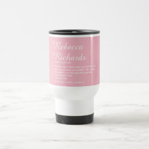 Personalised Script Name Definition Girly Pink Fun Travel Mug
