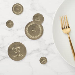 Personalised Sepia brown grey 50th birthday Confetti
