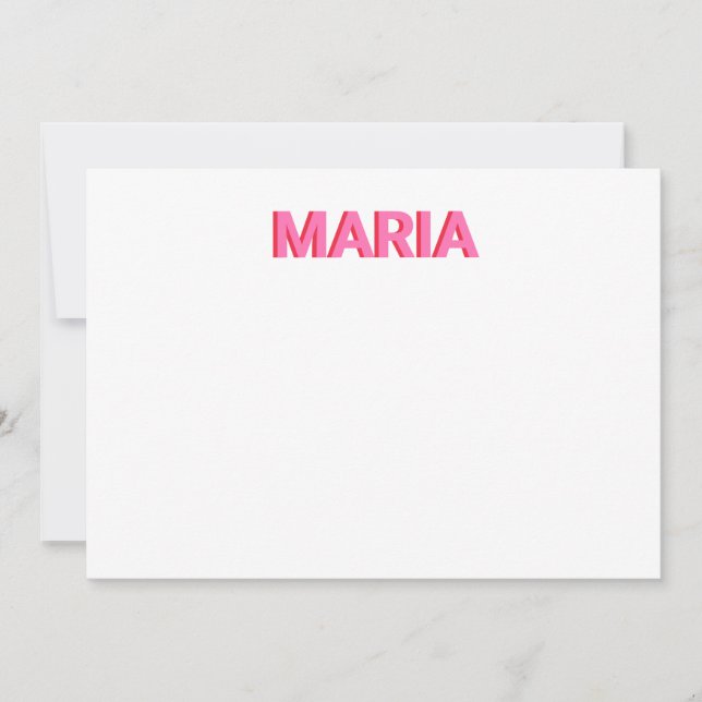 Personalised Shadow Monogram Initial Pink Thank You Card (Front)