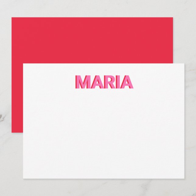 Personalised Shadow Monogram Initial Pink Thank You Card (Front/Back)