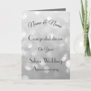 Personalised Silver Wedding  Anniversary Greeting Card