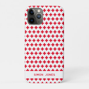 Personalised Simple Pattern Red Cross Medical iPhone 11 Pro Case