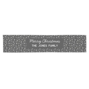 Personalised Snowflakes Black Family Christmas Short Table Runner