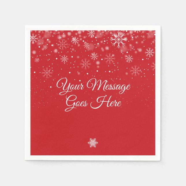 Personalised Snowflakes Merry Christmas Napkin (Front)