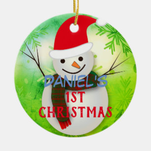 Personalised Snowman Baby's 1st Christmas Ornament