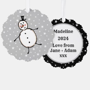 Personalised Snowman Christmas Ornament Card