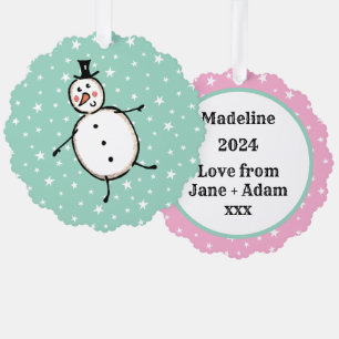 Personalised Snowman Christmas Ornament Card