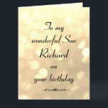 Personalised Son Birthday Card<br><div class="desc">Stylish personalised Birthday Greeting Card for Son</div>