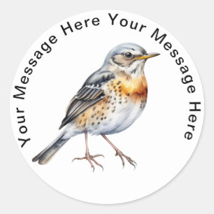 Personalised SongBird Stickers Fieldfare