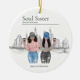Personalised Soul Sister Christmas Gift Ceramic Ornament