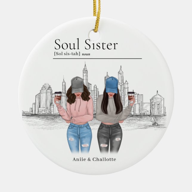 Personalised Soul Sister Christmas Gift  Ceramic Ornament (Front)