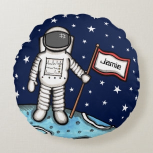 Personalised Spaceman Astronaut Cosmonaut Round Cu Pillow