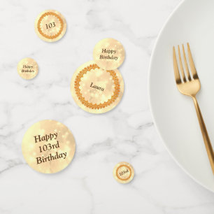 Personalised sparkly Gold Happy 103rd birthday Confetti