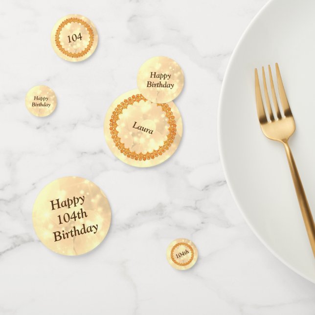 Personalised sparkly Gold Happy 104th birthday Confetti (Group)