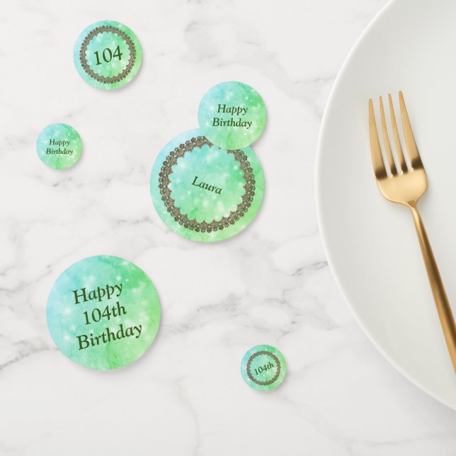 Personalised sparkly Green Happy 104th birthday Confetti (Group)