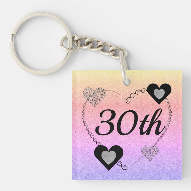 Personalised special birthday key ring 30th (Front)