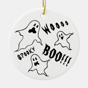 Personalised Spooky Halloween Ghosts Ceramic Ornament