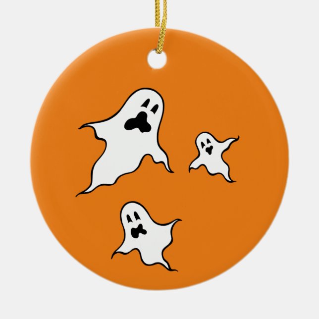 Personalised Spooky Halloween Ghosts Tree Ornament (Front)