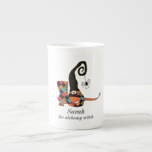 Personalised Spooky Witch's Hat and Boot Bone China Mug