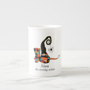 Personalised Spooky Witch's Hat and Boot Bone China Mug