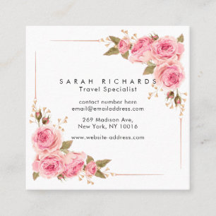 Personalised Square Floral Business Cards