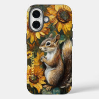 Personalised Squirrel Nibbling Van Gogh Sunflowers
