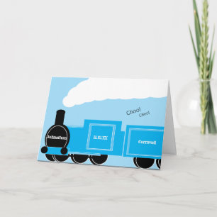 Personalised steam train new baby boy card