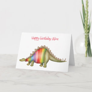 Personalised Stegosaurus birthday card