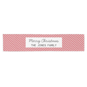 Personalised striped red Family Christmas Short Table Runner