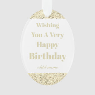 Personalised stylish happy birthday ornament