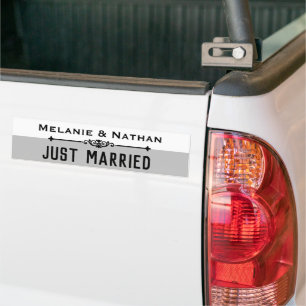 Personalised Stylsh Just Married Bumper Sticker