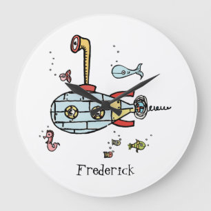 Personalised Submarine Nautical Under Water Round Large Clock