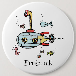 Personalised Submarine Under Water Button Badge