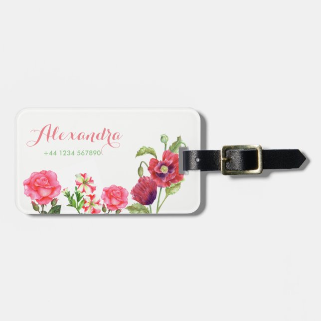 Personalised Summer Flowers Luggage Tag (Front Horizontal)