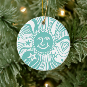 Personalised Sun Pattern Ceramic Ornament