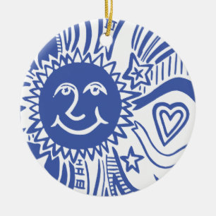 Personalised Sun Pattern Ceramic Ornament
