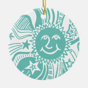 Personalised Sun Pattern Ceramic Ornament
