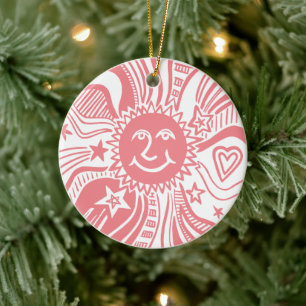 Personalised Sun Pattern Ceramic Ornament