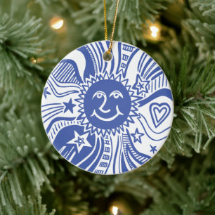 Personalised Sun Pattern Ceramic Ornament