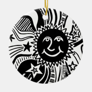 Personalised Sun Pattern Ceramic Ornament