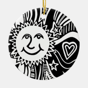 Personalised Sun Pattern Ceramic Ornament